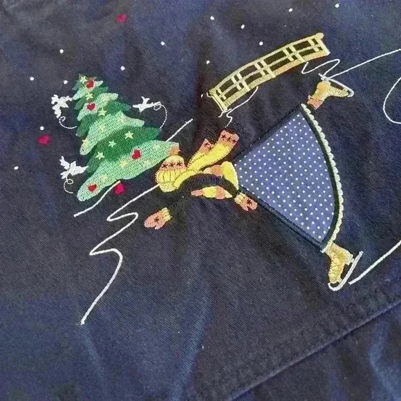 Christopher & Banks Jumper Dress Size 8 Winter Skating Blue Vtg 90s Christmas - Picture 8 of 10